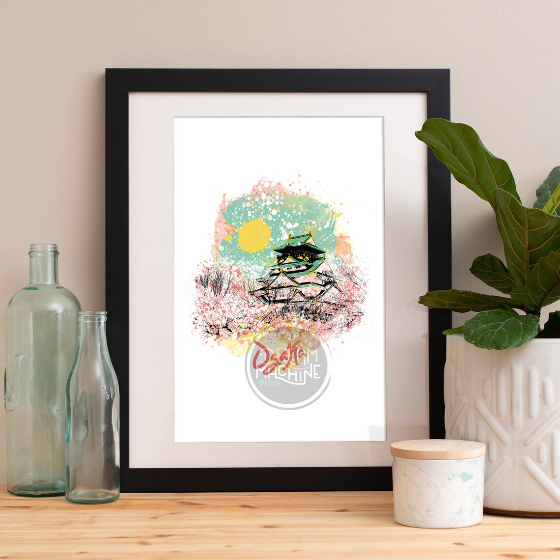 Osaka Skyline, Osaka Watercolor Art Print