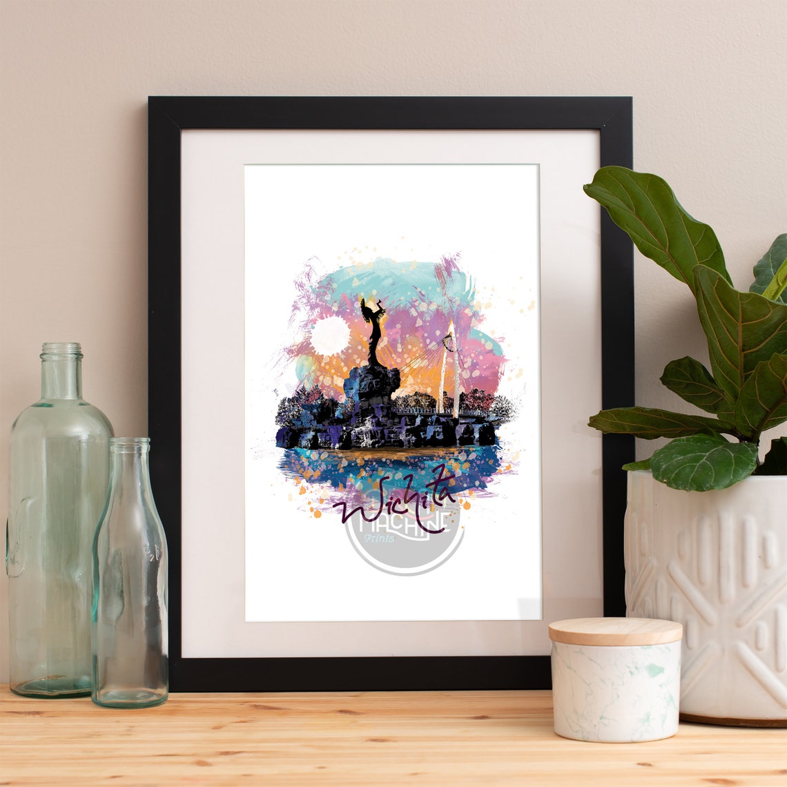 Wichita Skyline Watercolor Art Print