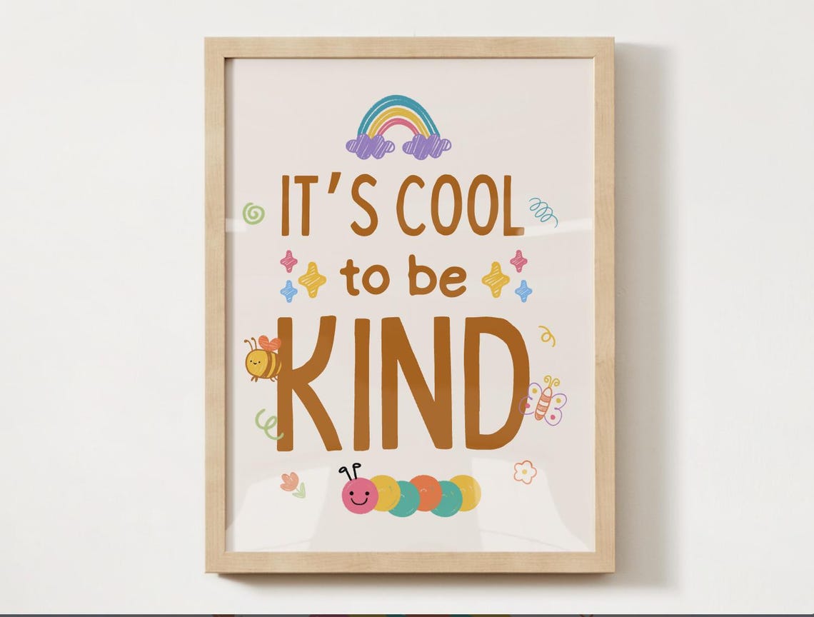 Its Cool to Be Kind Kids Classroom Anti Bullying Quote Poster