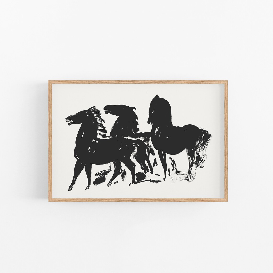 Wild Horses Vintage Minimalist Art Print