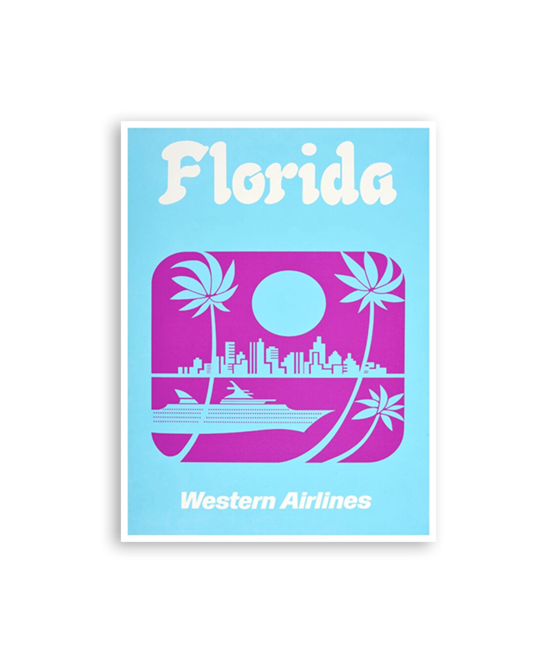 Florida Travel Poster, Western Airlines Art Print