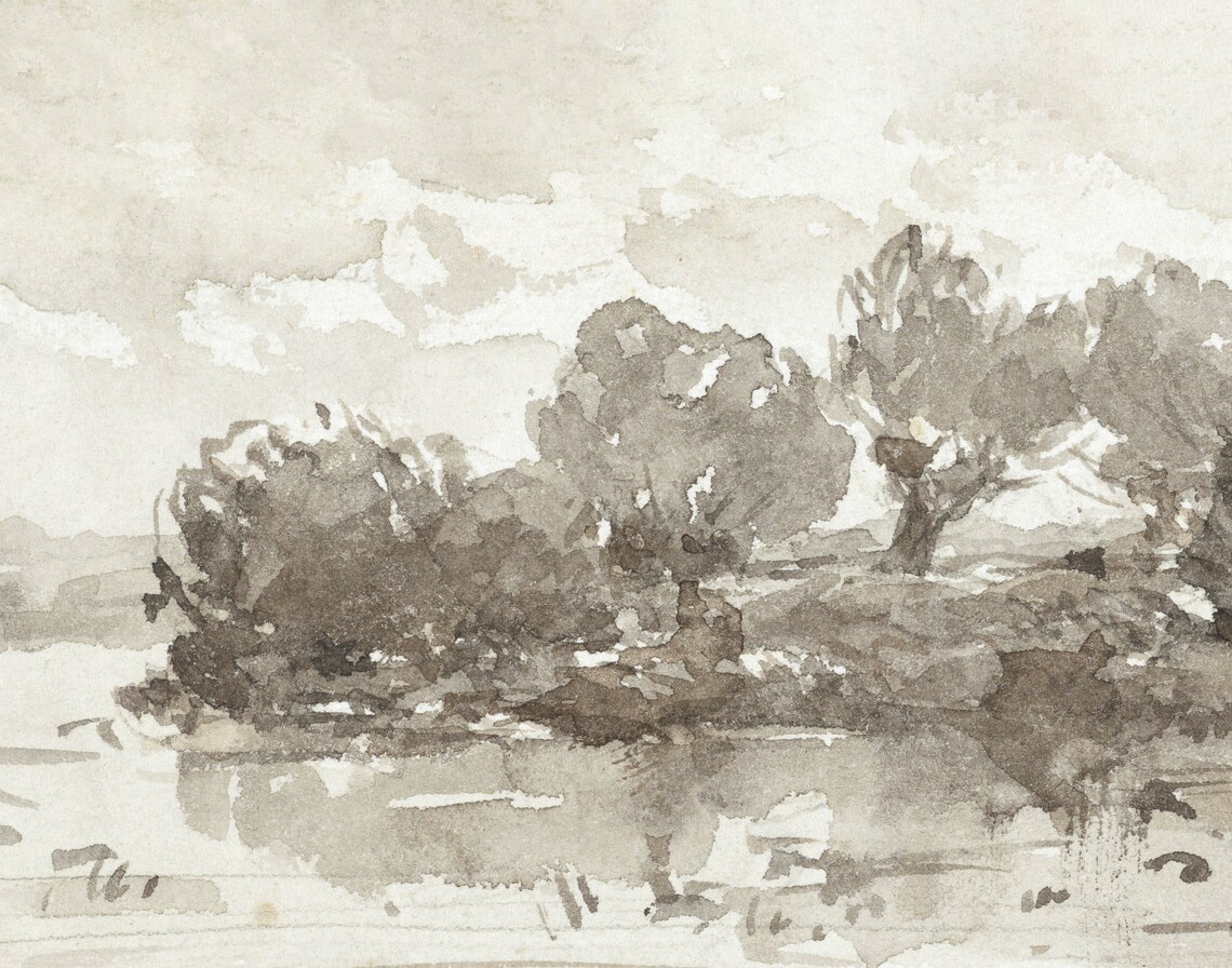 Vintage Autumn Landscape Art Print, Neutral Country - Image 2