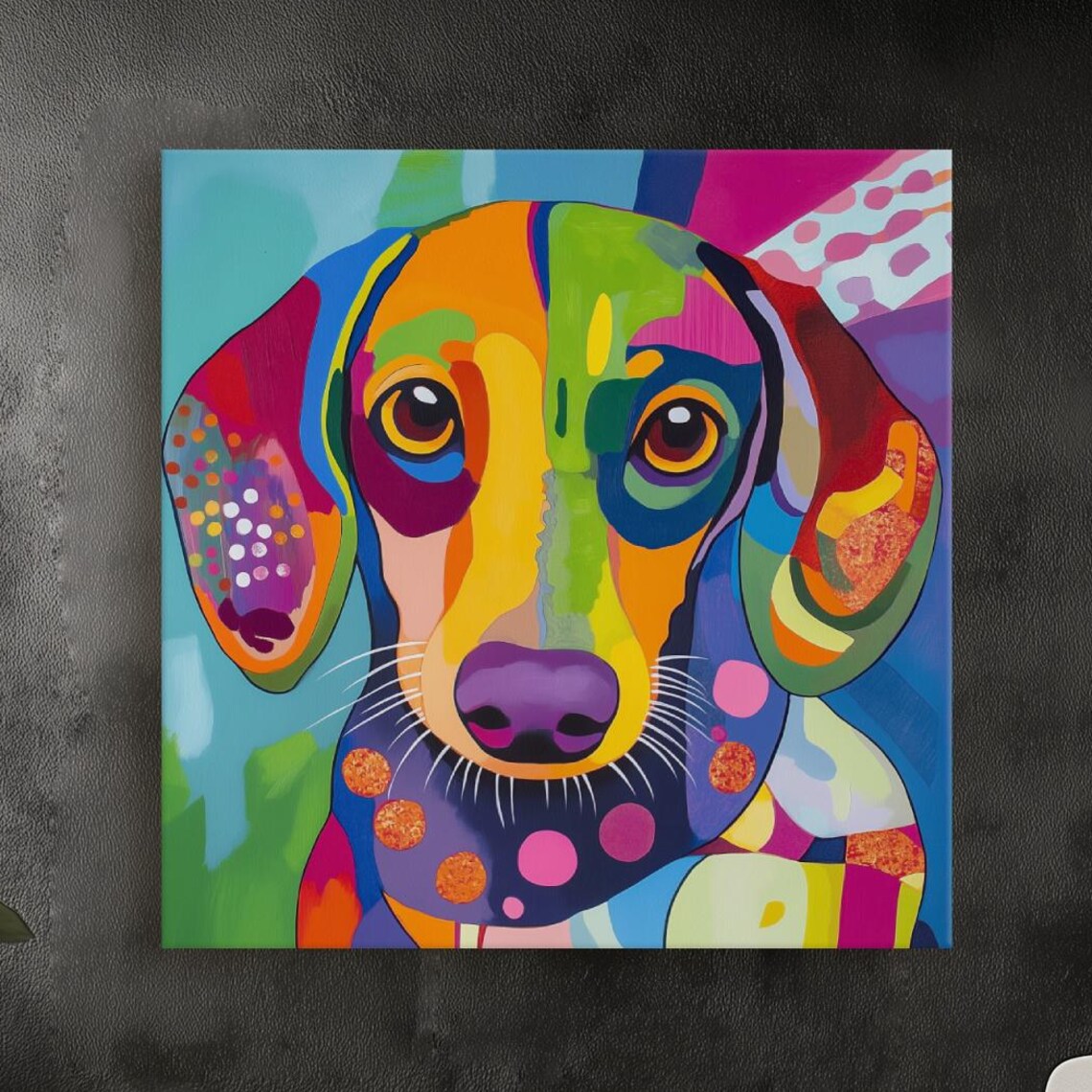 Colorful Dachshund Pop Art Portrait Rainbow Dog Lover Poster