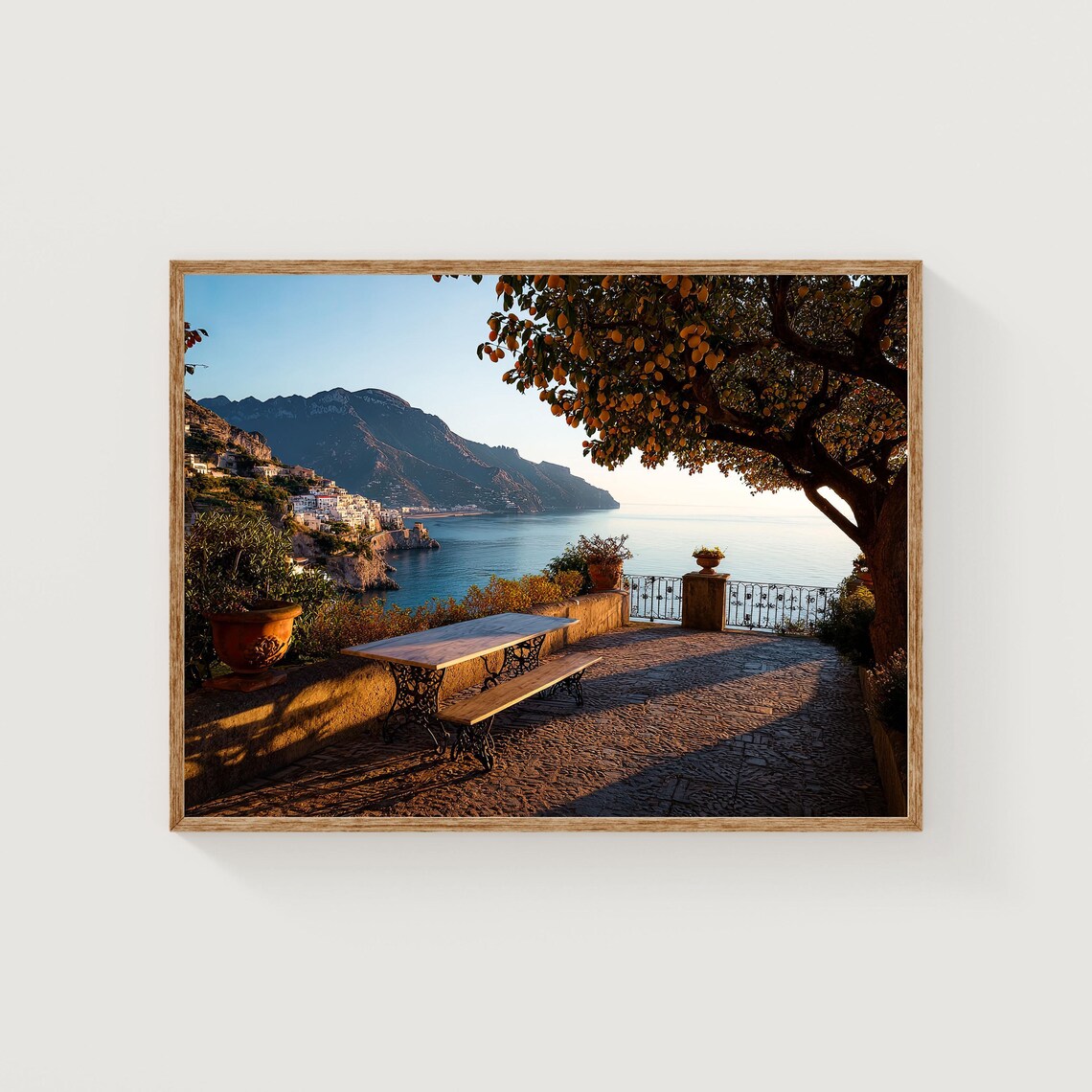 Amalfi Coast Italy Sunset Terrace Lemon Tree Sea View Photography Poster