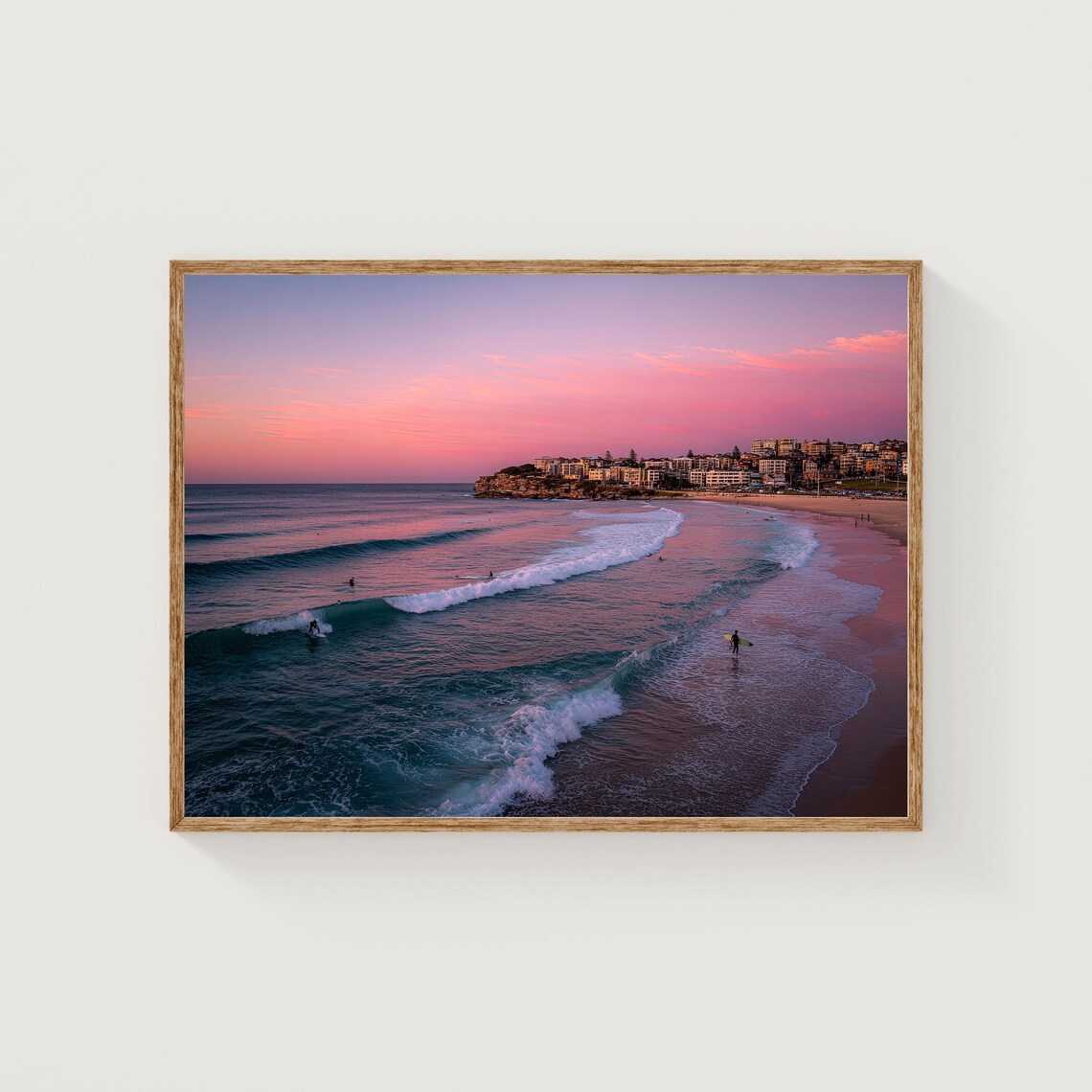 Bondi Beach Aerial Sunrise Surfers Waves Sydney Coast Wall Art
