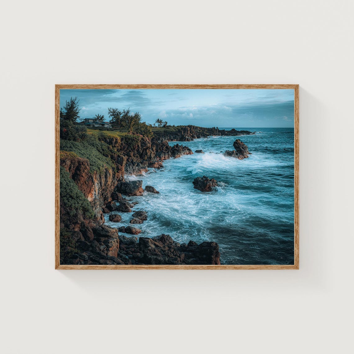 Tropical Volcanic Coastline Crashing Waves Photography Poster