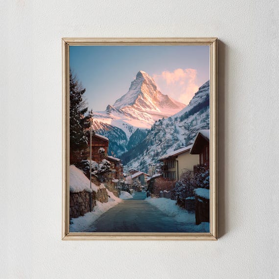 Matterhorn Winter Village Sunrise Photography Print
