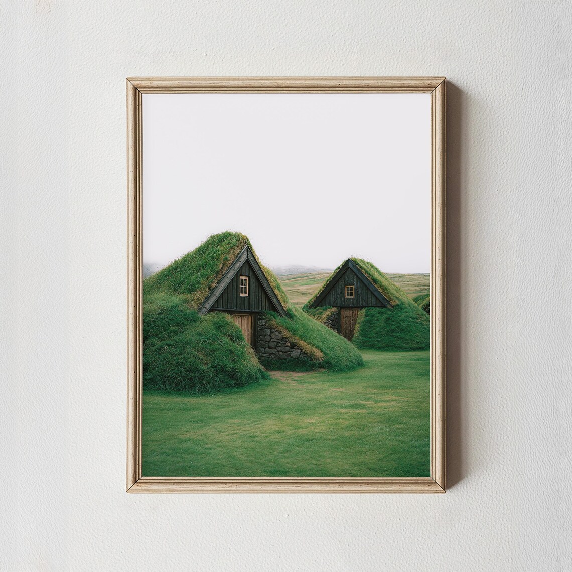 Iceland Turf House Grass Roof Cabin Meadow Photography Wall Art