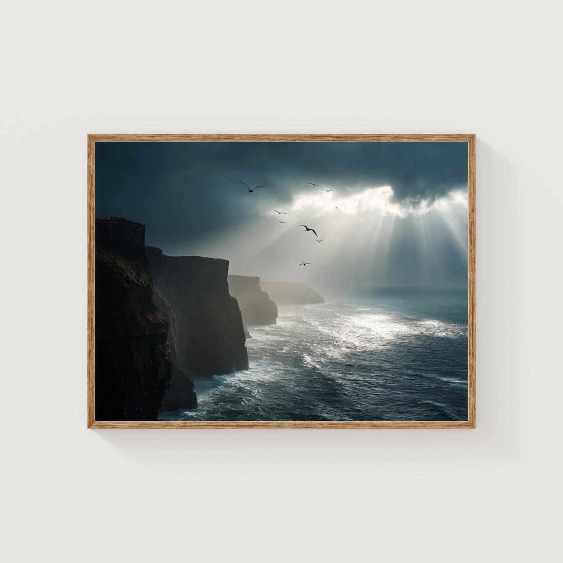 Cliffs Of Moher Ireland Dramatic Seascape Sun Rays Fine Art Poster