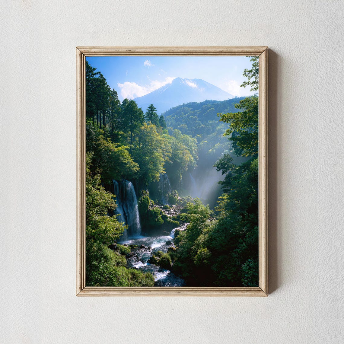 Shiraito Falls Mount Fuji Lush Forest Waterfall Photo Poster