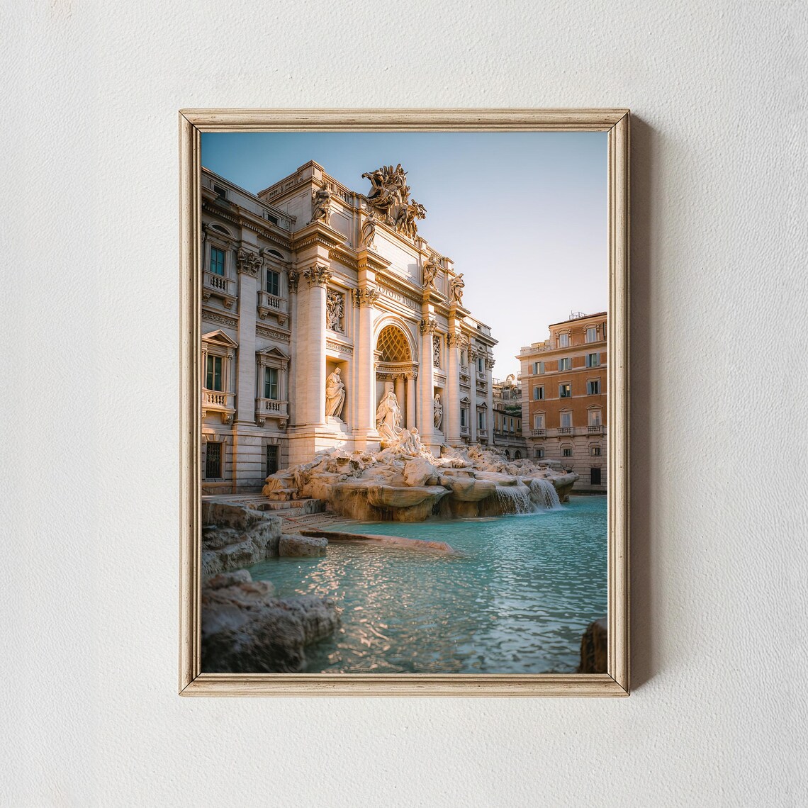 Trevi Fountain Rome Baroque Landmark Golden Hour Travel Poster