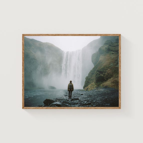 Skgafoss Waterfall Print Iceland Landscape Photography Wanderlust Travel Wall Art