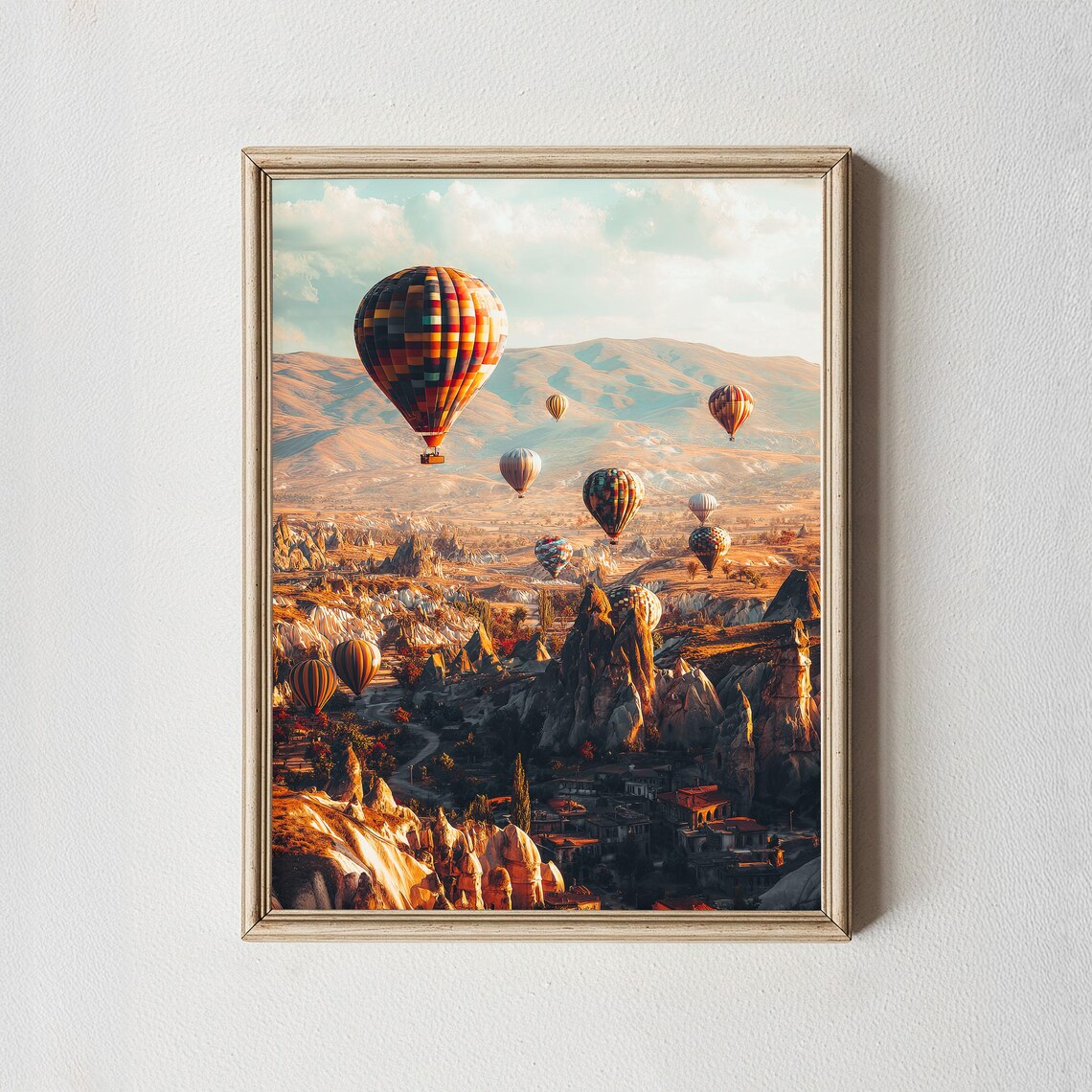 Cappadocia Turkey Hot Air Balloons Over Rocky Valley Photo Poster