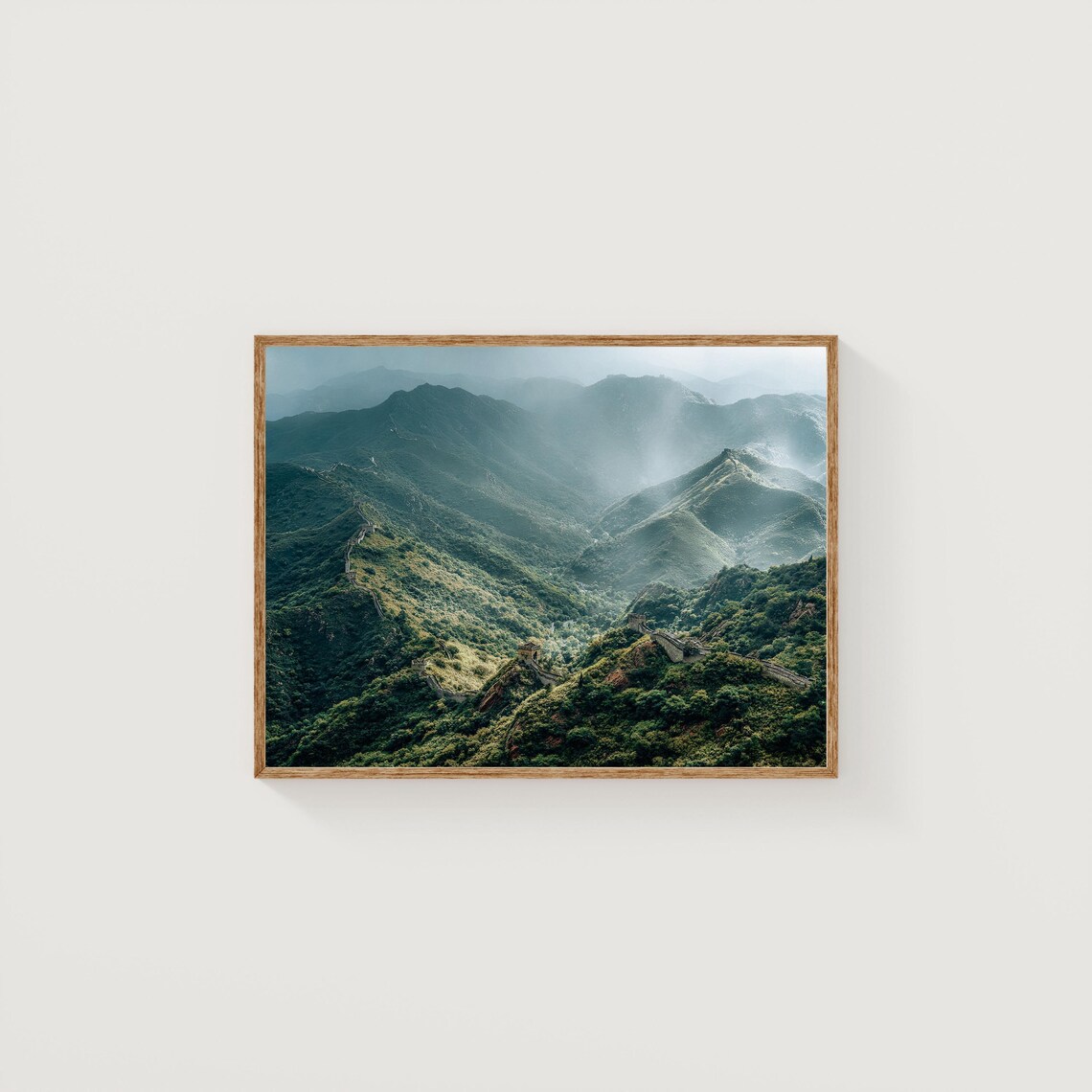 Great Wall of China Misty Mountain Ridges Photography Poster