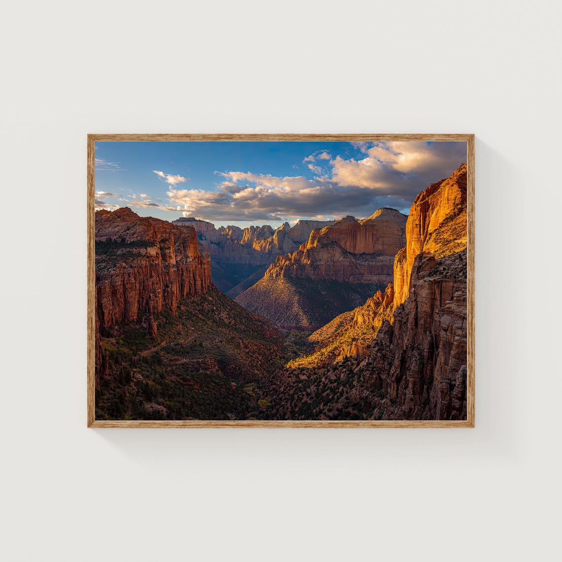 Zion Canyon Sunset Red Rock Cliffs Utah National Park Scene Poster