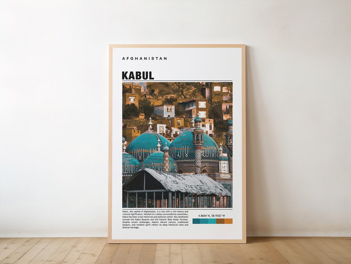 Kabul Afghanistan Blue Domed Shrine Photography Travel Poster