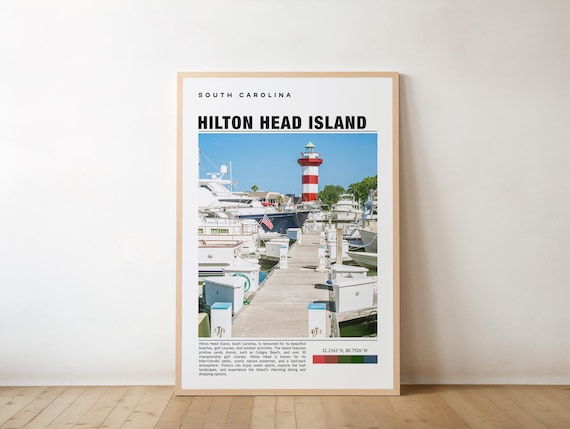 Hilton Head Island South Carolina Marina Lighthouse Travel Poster