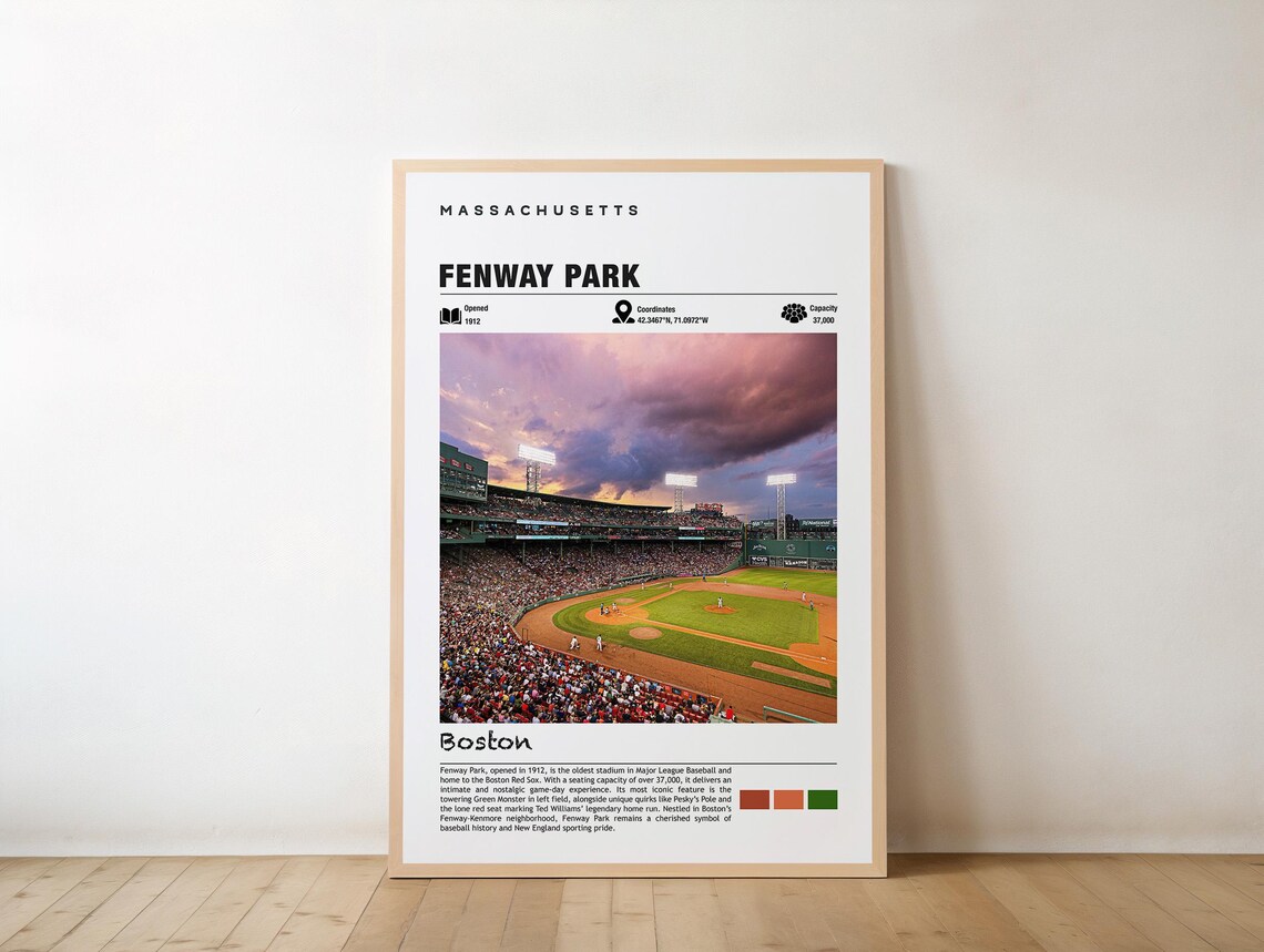 Fenway Park Boston Baseball Stadium Travel Poster Green Monster View