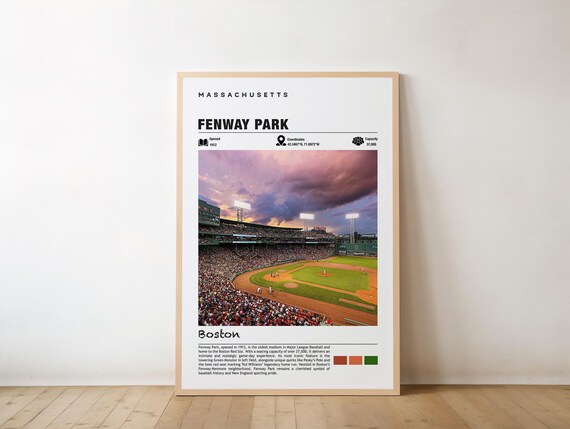 Fenway Park Boston Baseball Stadium Travel Poster Green Monster View