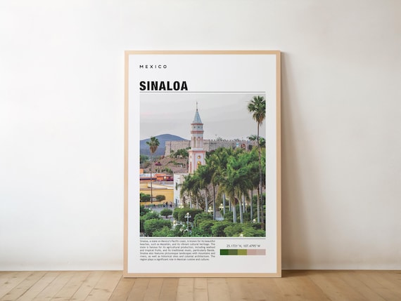 Sinaloa Mexico Church Tower Cityscape Minimalist Travel Poster