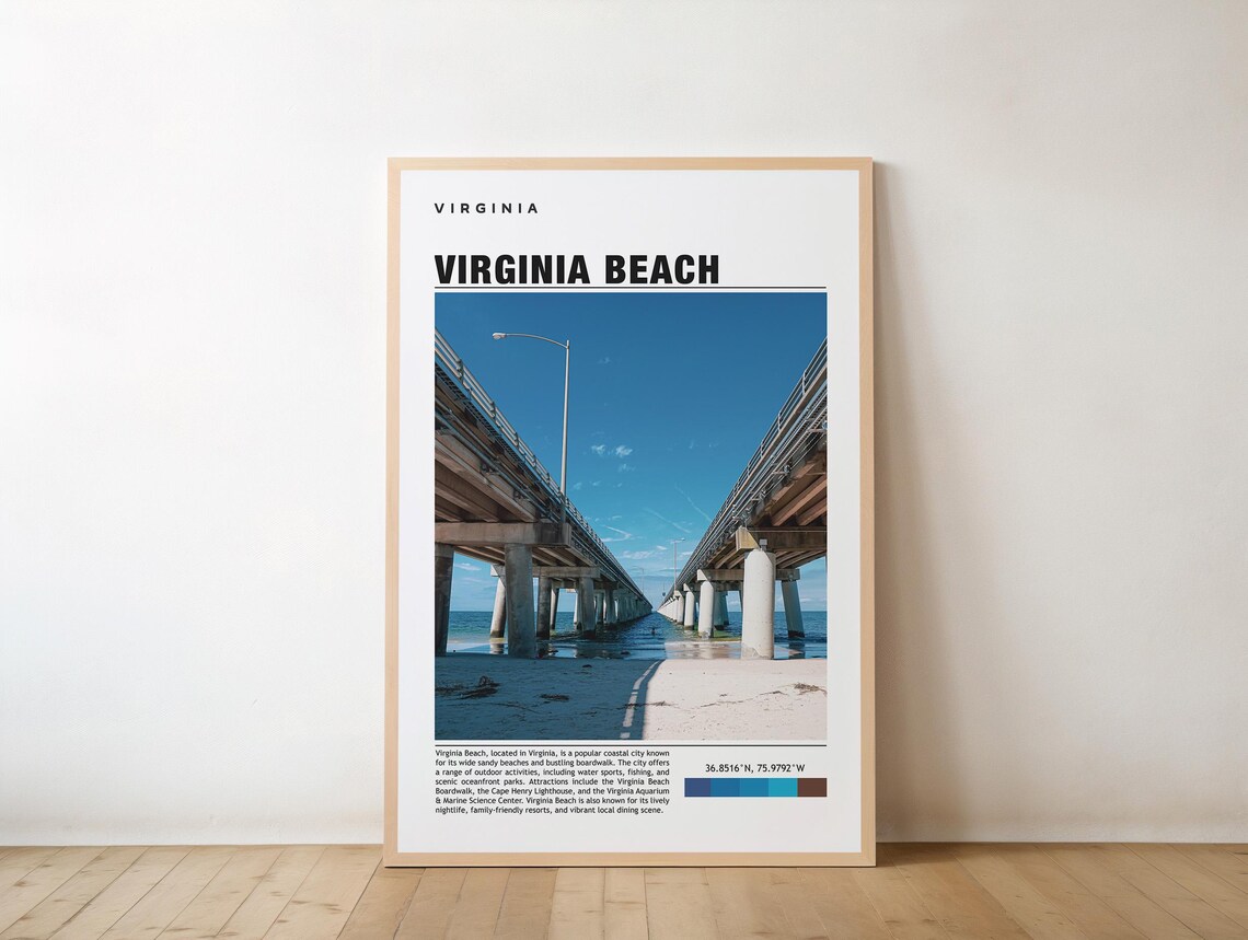 Virginia Beach Travel Poster, USA Wall Art Print