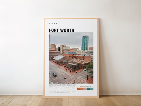 Fort Worth Texas Downtown Skyline with Historic Brick Buildings Poster