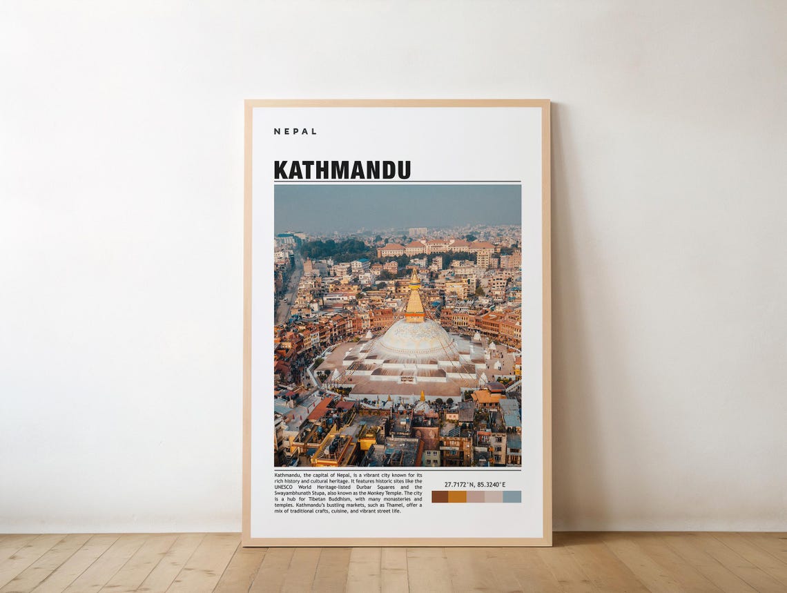 Kathmandu Nepal Boudhanath Stupa Cityscape Travel Photography Print