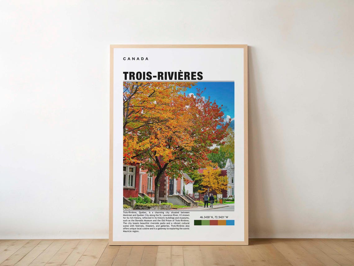 Troisrivires Print Travel Poster Canadian Art Historic City Scenic River Views Cultural Heritage Vibrant Culture Beauty