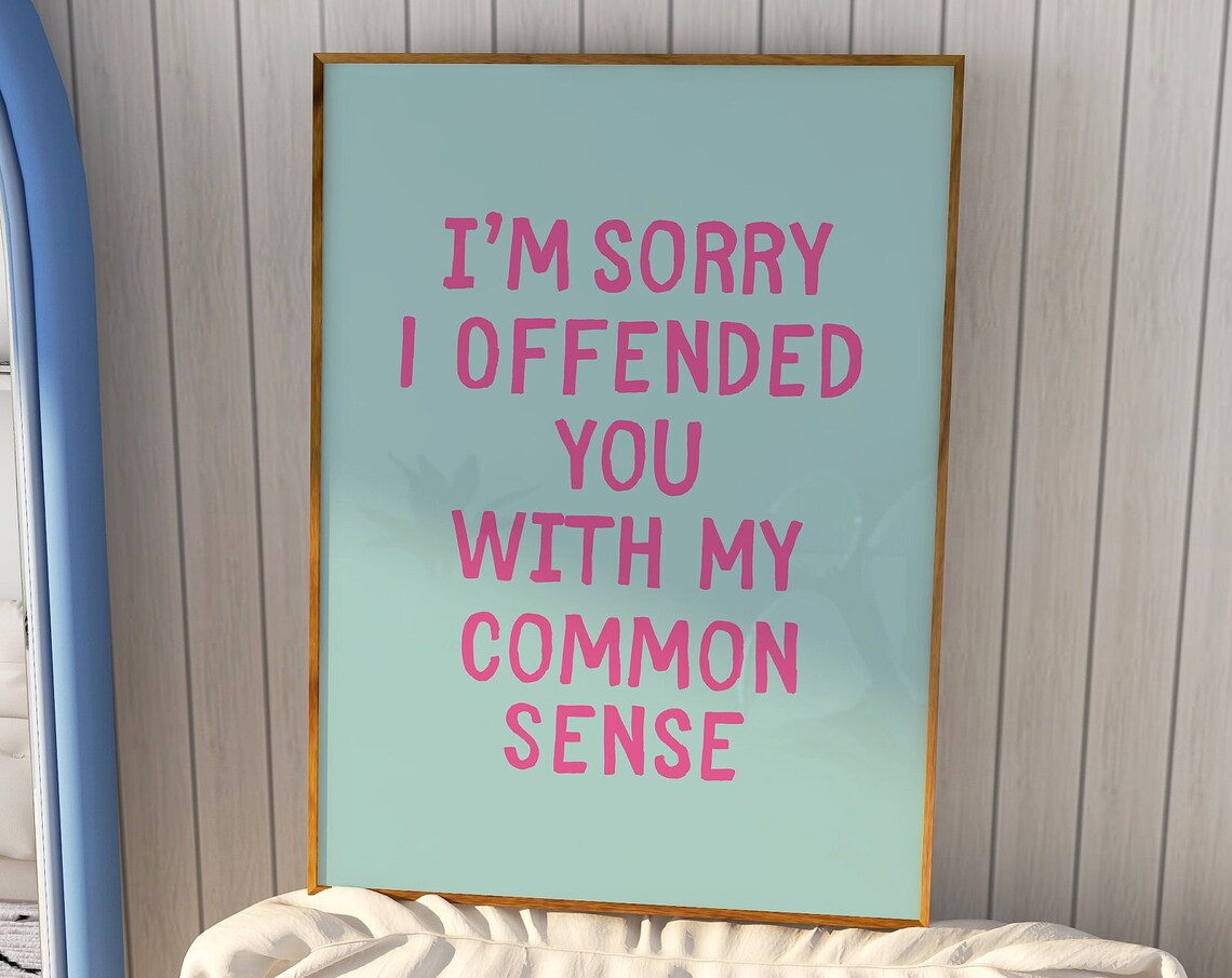 Im Sorry I Offended You With My Common Sense Pink Quote Poster