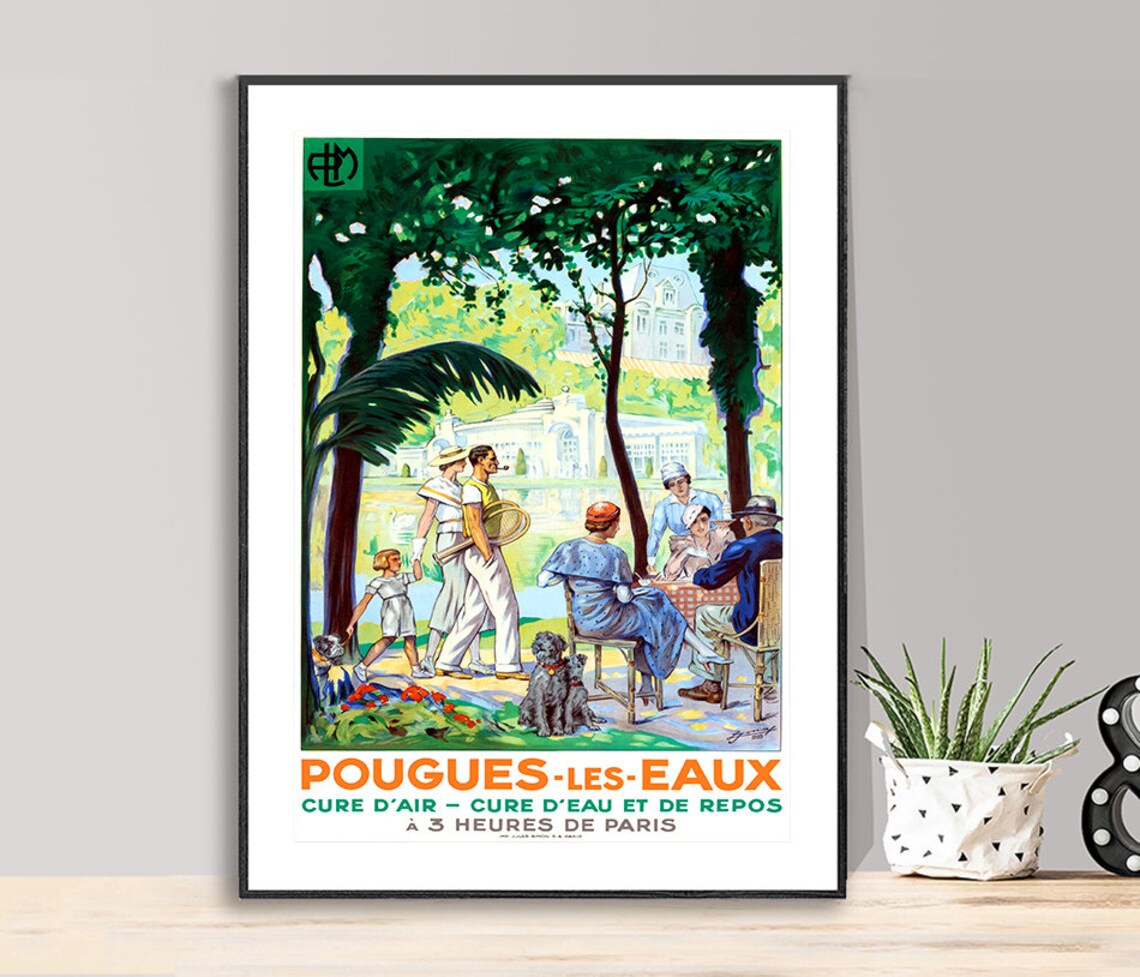 Pougues les Eaux Vintage French Spa Poster Cure dAir Travel Art