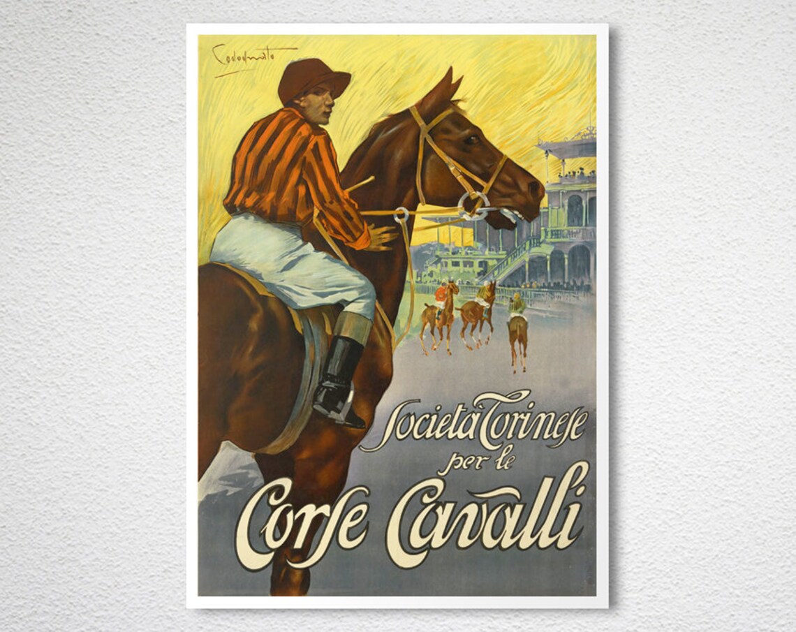 Turin Horse Racing Jockey Racetrack Vintage Italian Sport Poster - Image 2
