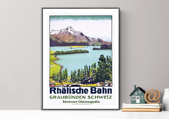 Rhatische Bahn Graubnden Schweiz Vintage Travel Poster Poster Paper Or Print Gift Idea Wall Decor