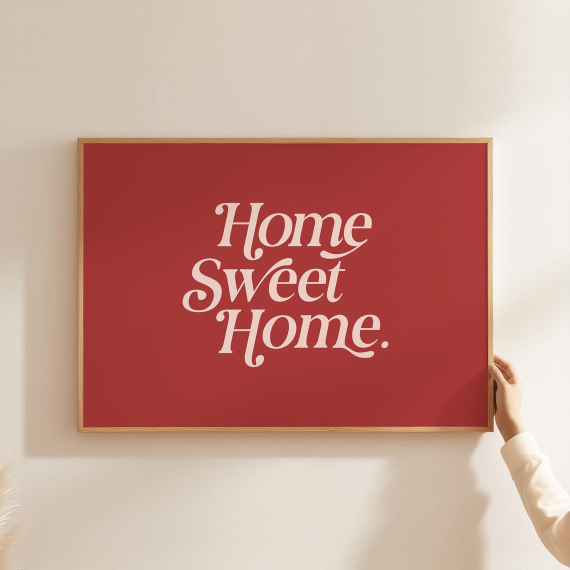 Home Sweet Home Retro Script Red Typography Entryway Decor Poster