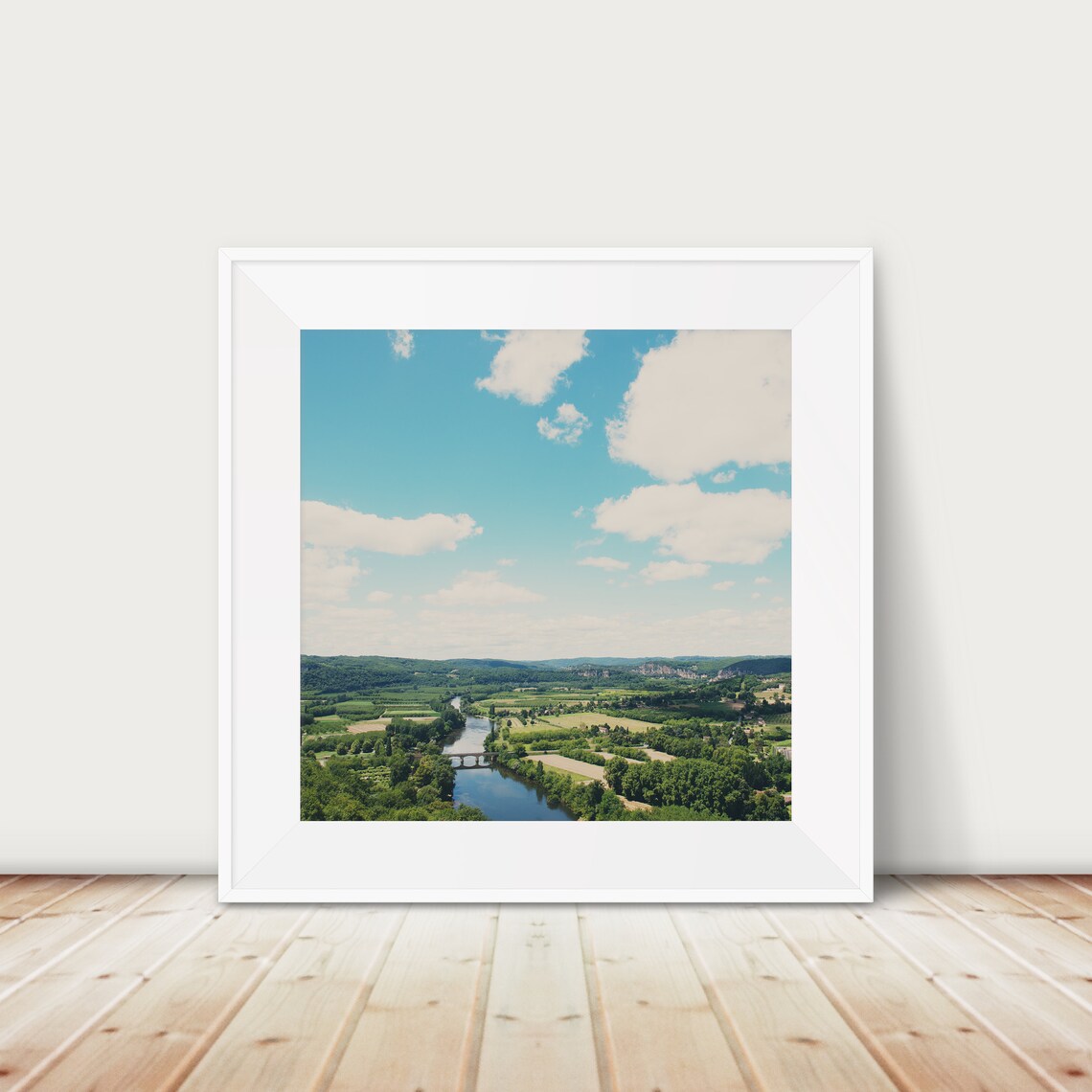 Dordogne River Valley Bridge France Aerial Travel Photo Poster