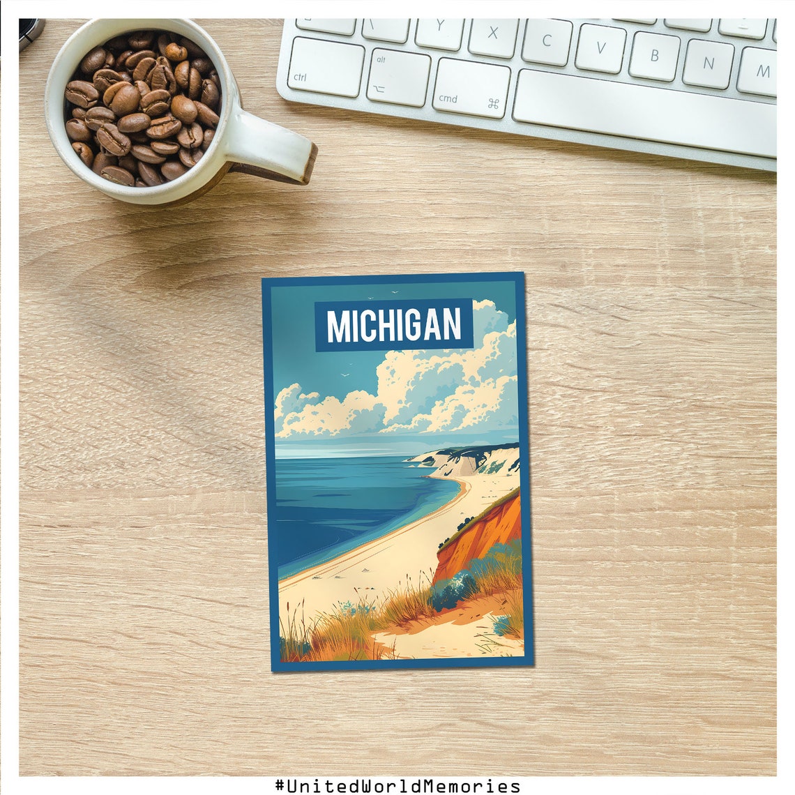 Michigan Sleeping Bear Dunes Retro Poster Michigan Vintage Poster Wall Decor - Image 4