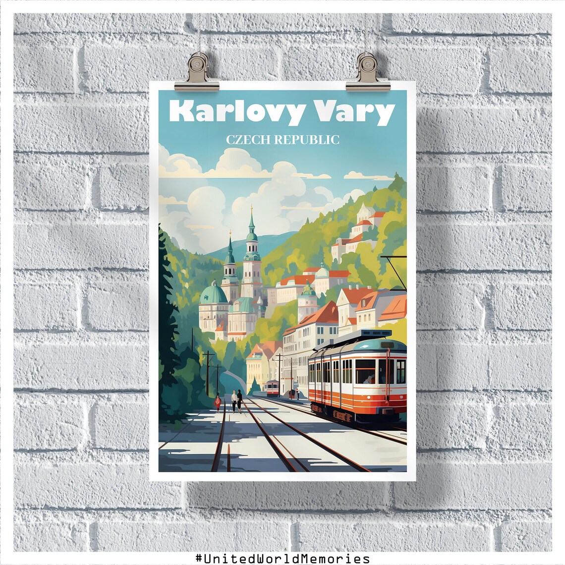 Karlovy Vary Travel Poster Czech Tram Poster Karlovy Vary Wall Art Karlovy Vary Gift Czechia Vintage Poster Czech Republic Poster