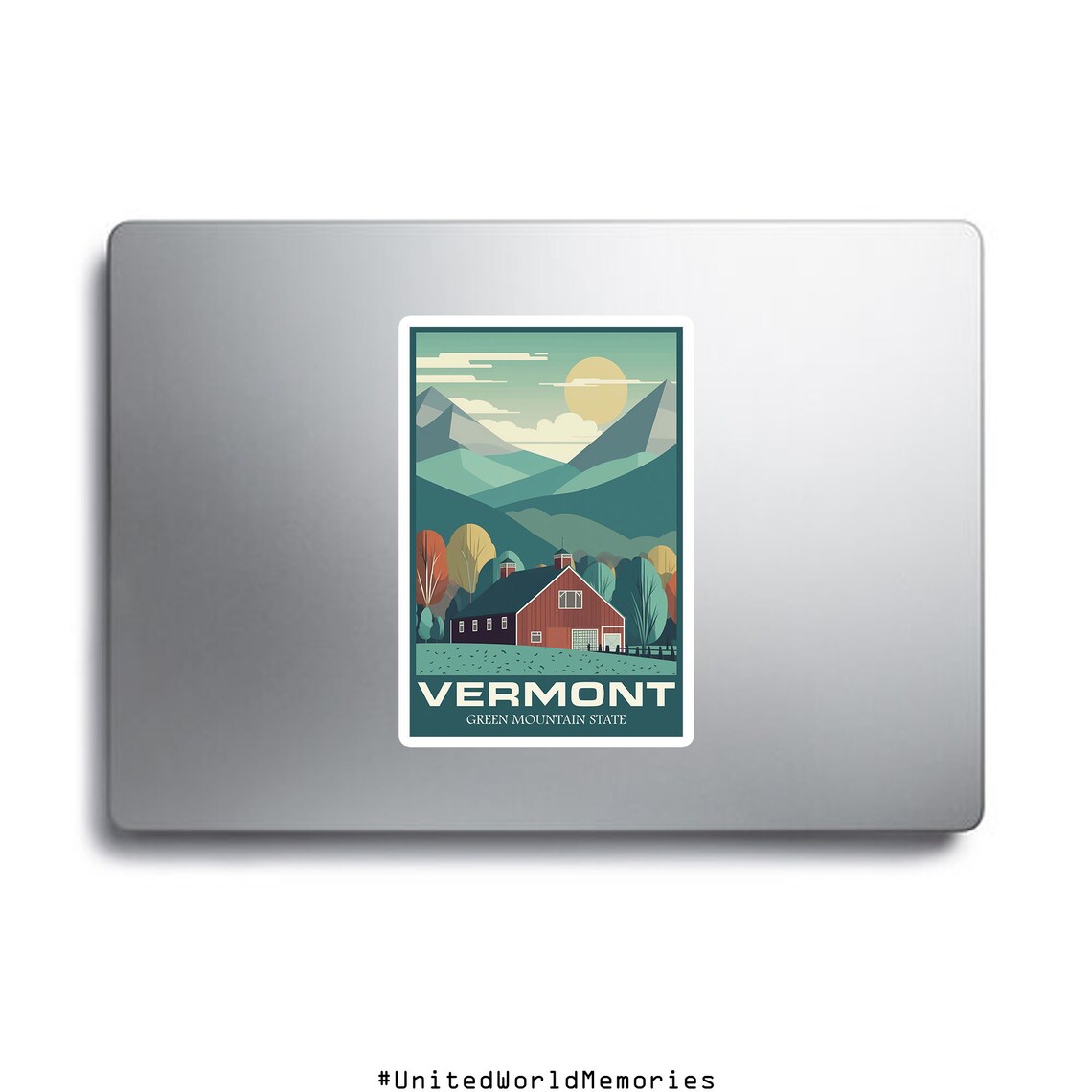 Vermont Green Mountain State Red Barn Pasture Vintage Travel Poster - Image 2