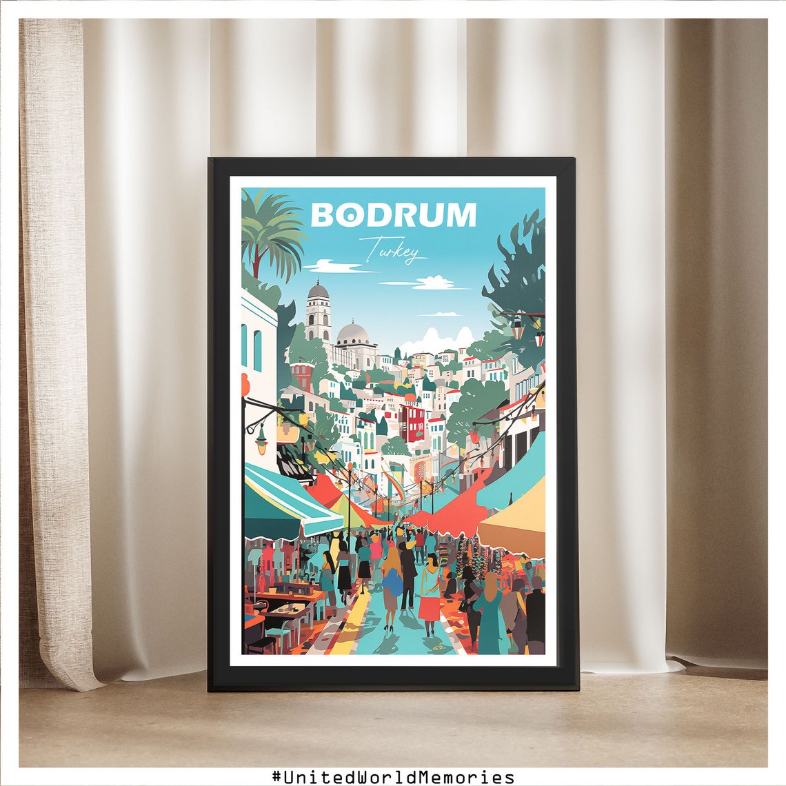 Bodrum Turkey Bazaar Street Bustling Market Old Town Colorful Poster - Image 5