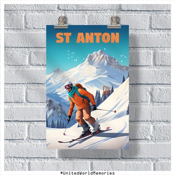 St Anton Thrill Seeker Poster St Anton Wall Art St Anton Am Arlberg Print Austria Poster Ski Snowboarding Gift Ski Resort Art