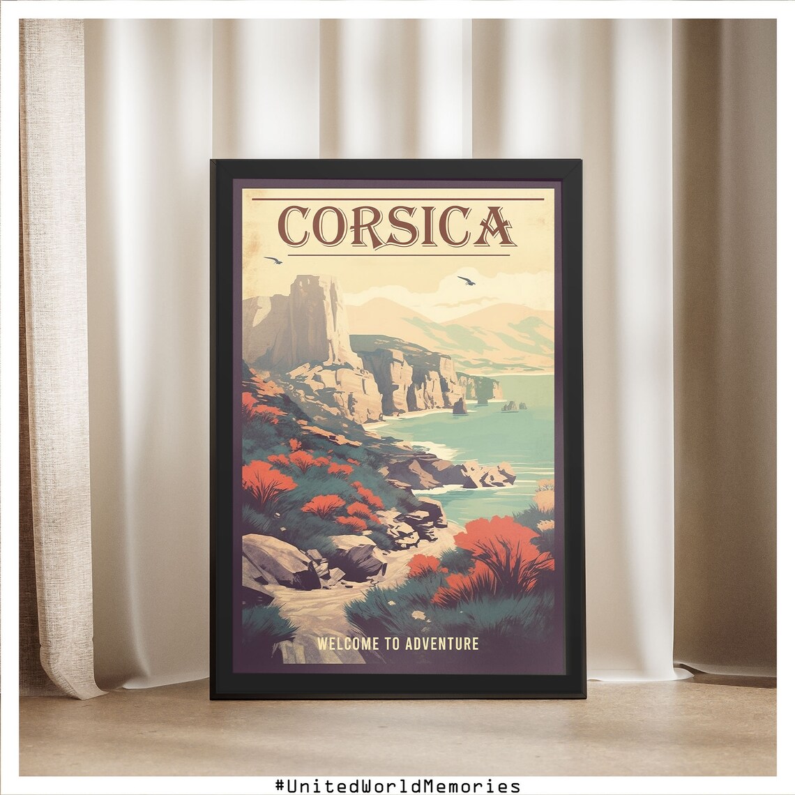 Corsica Welcome To Adventure Vintage Rocky Coastline Travel Poster - Image 5