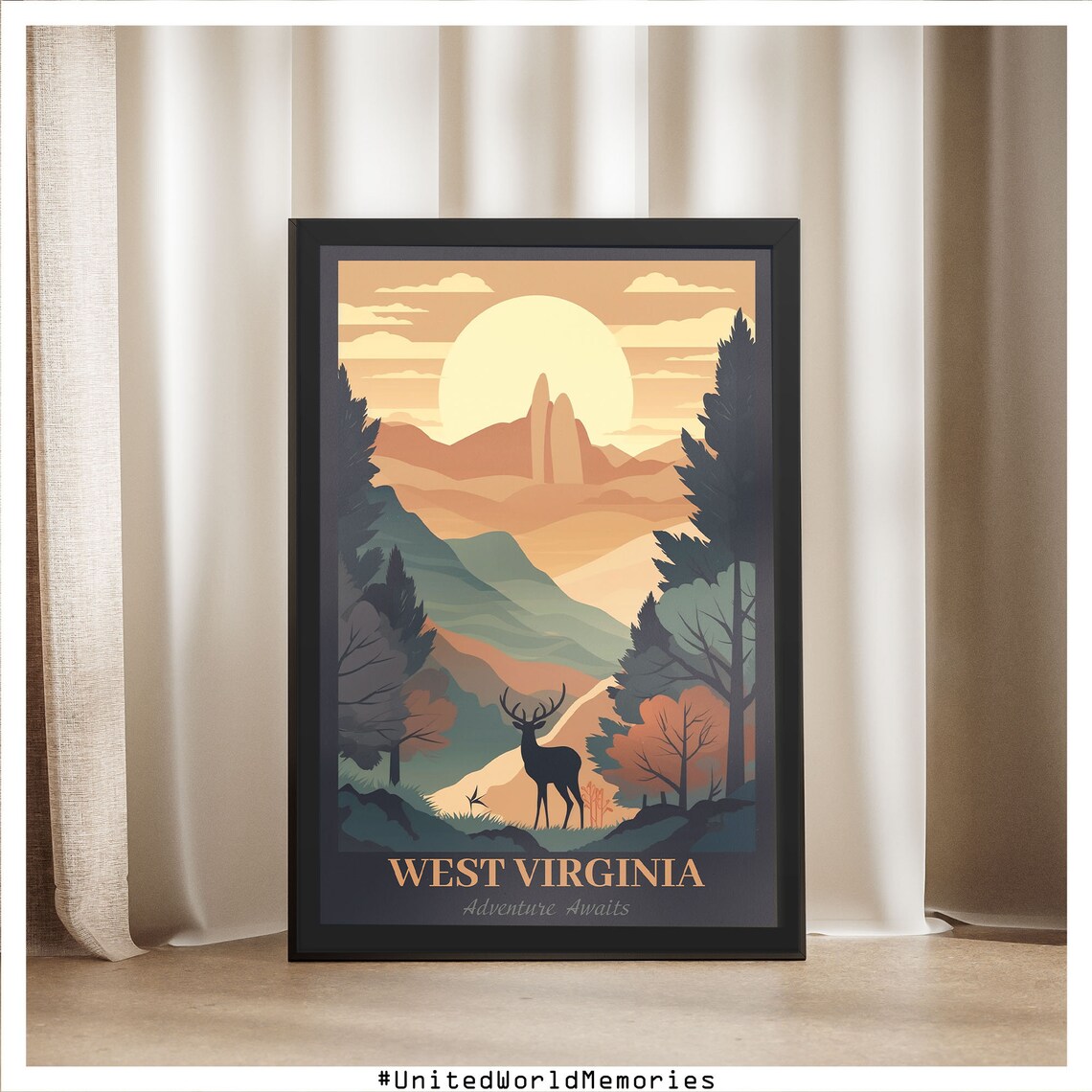 West Virginia Vintage Travel Poster, Adventure Print - Image 5