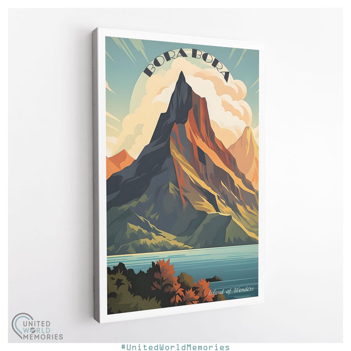 Bora Bora Island Mount Otemanu Peak Lagoon Vintage Travel Poster - Image 2
