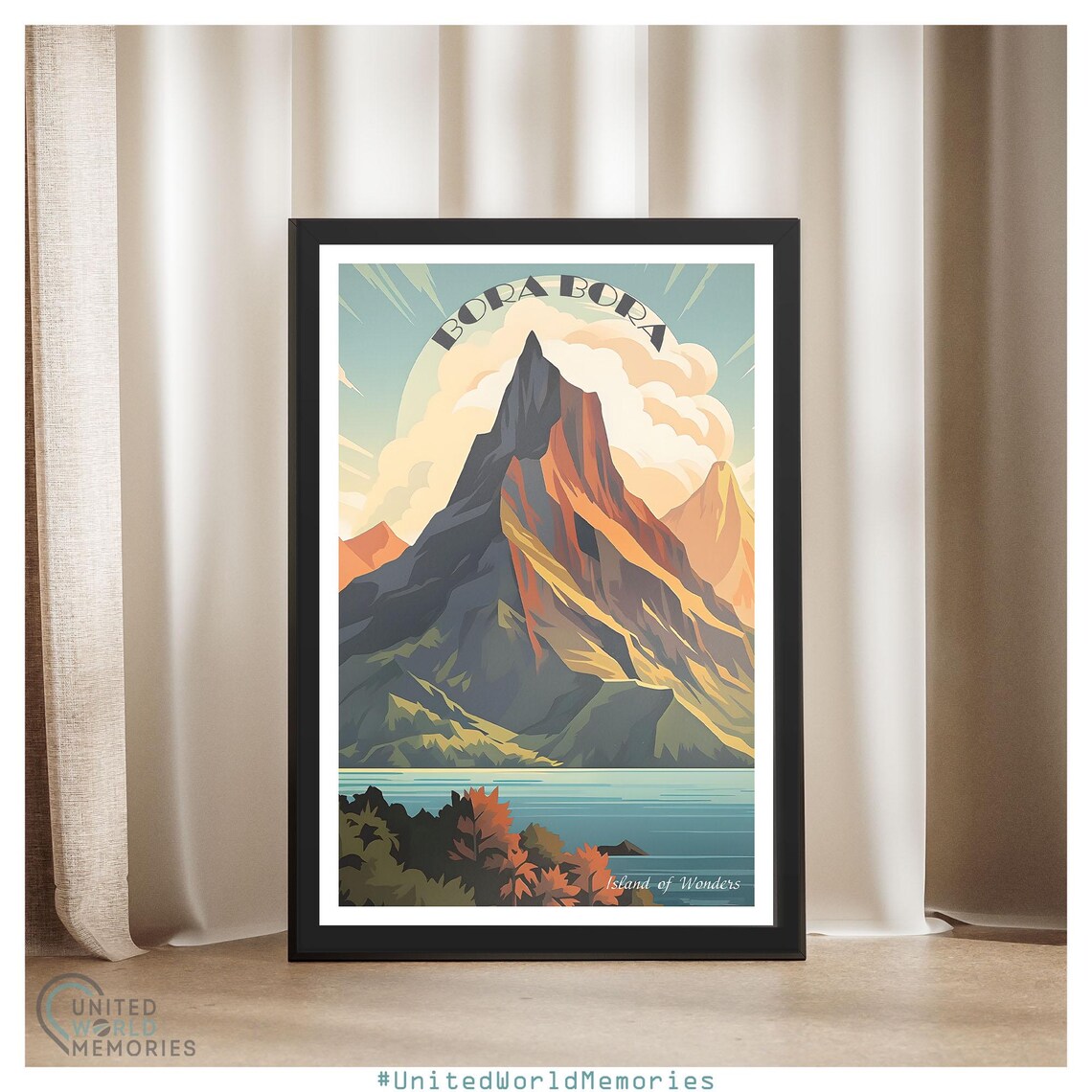 Bora Bora Island Mount Otemanu Peak Lagoon Vintage Travel Poster - Image 3