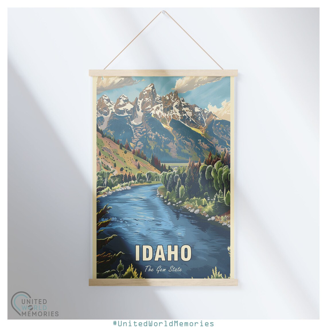 Idaho Gem State Grandeur Travel Poster, Retro Style - Image 4