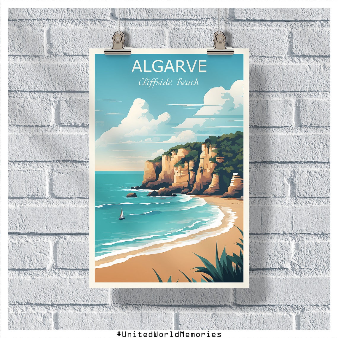 Algarve Travel Poster Cliffside Beach Poster Portugal Poster Algarve Wall Art Algarve Gifts Algarve Portugal Poster Algarve Print