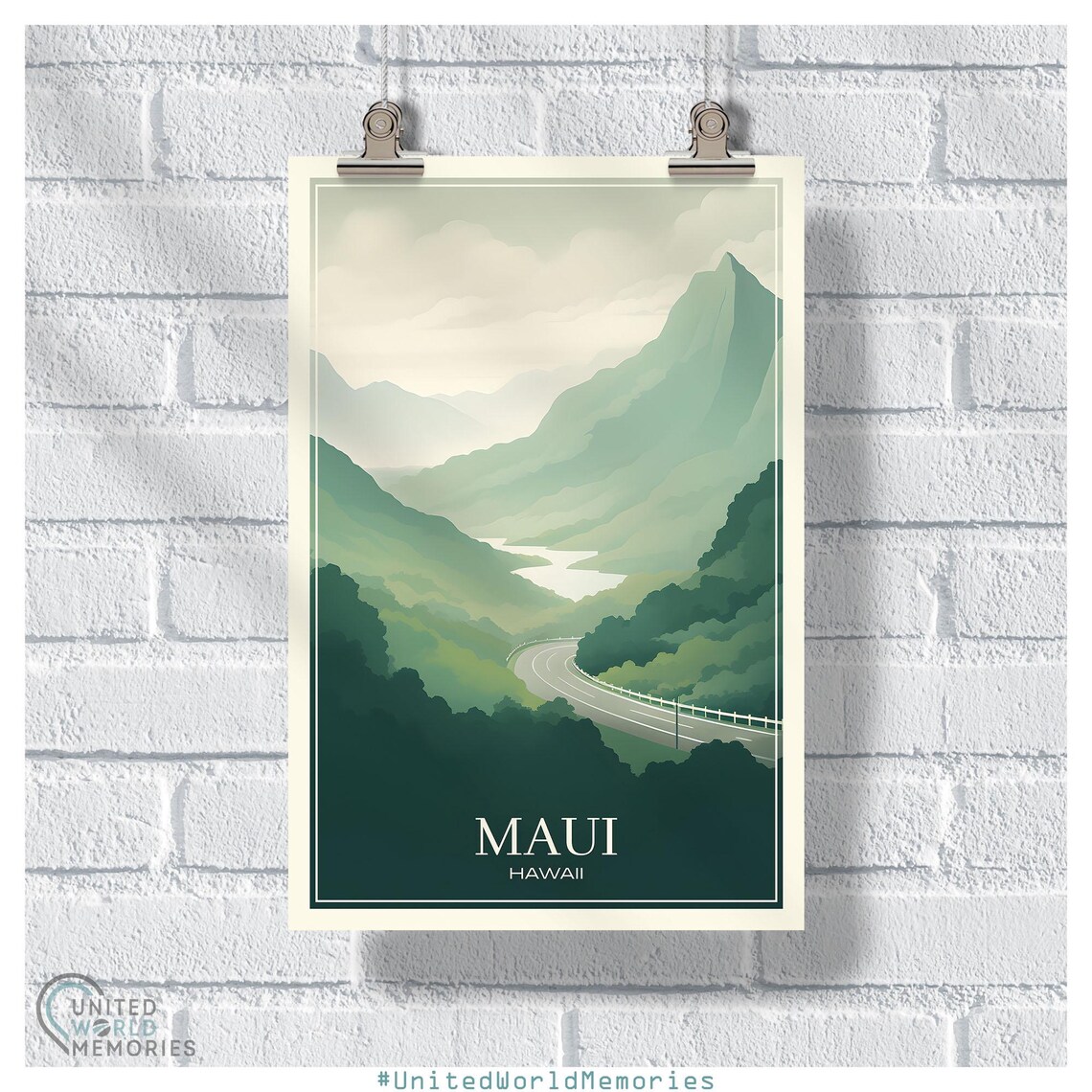 Maui Hawaii Hana Highway Green Valley Road Scenic Travel Poster