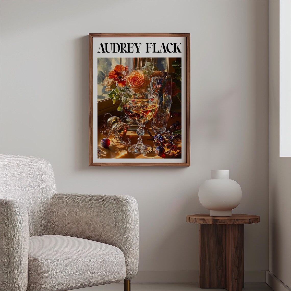 Audrey Flack Punch Bowl Roses Amber Glass Jewelry Still Life Print - Image 2