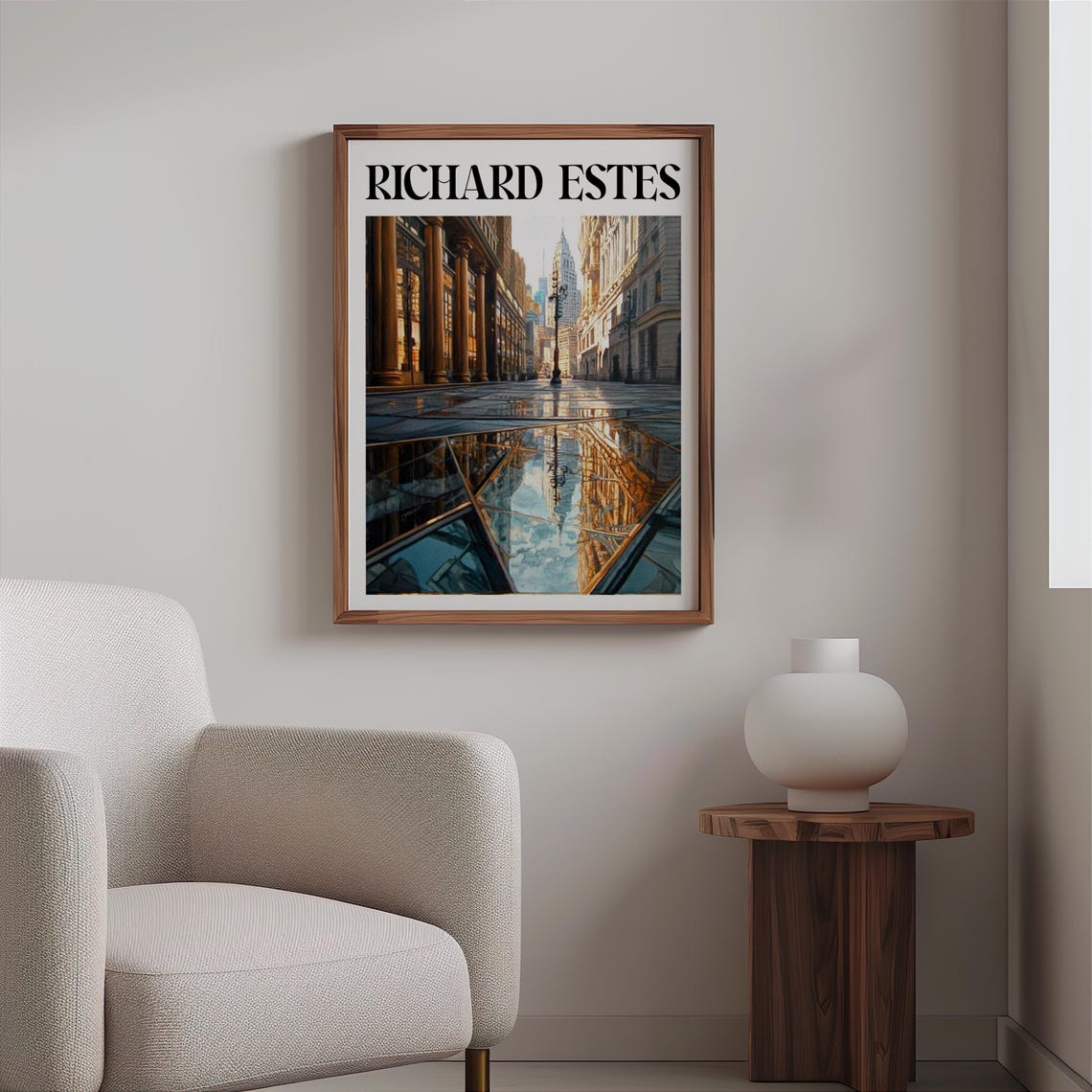 Classical Columns Canyon Golden Mirror Shards Photorealism City Poster - Image 2