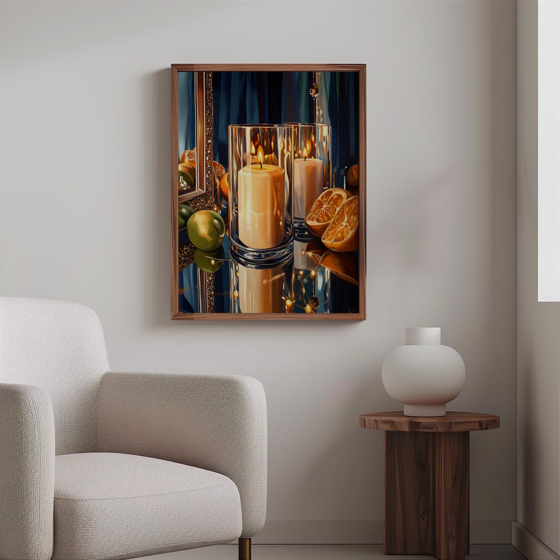 Hurricane Candles with Citrus Slices Classic Still Life Poster - Image 2