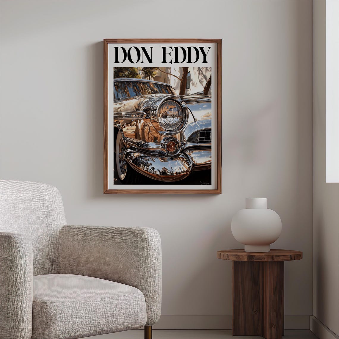 Don Eddy Style Chrome Classic Car Front Bumper Warm Light Poster - Image 2